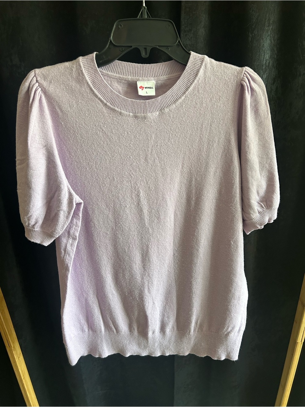 Light Lavender Puff Sleeve Knit Top